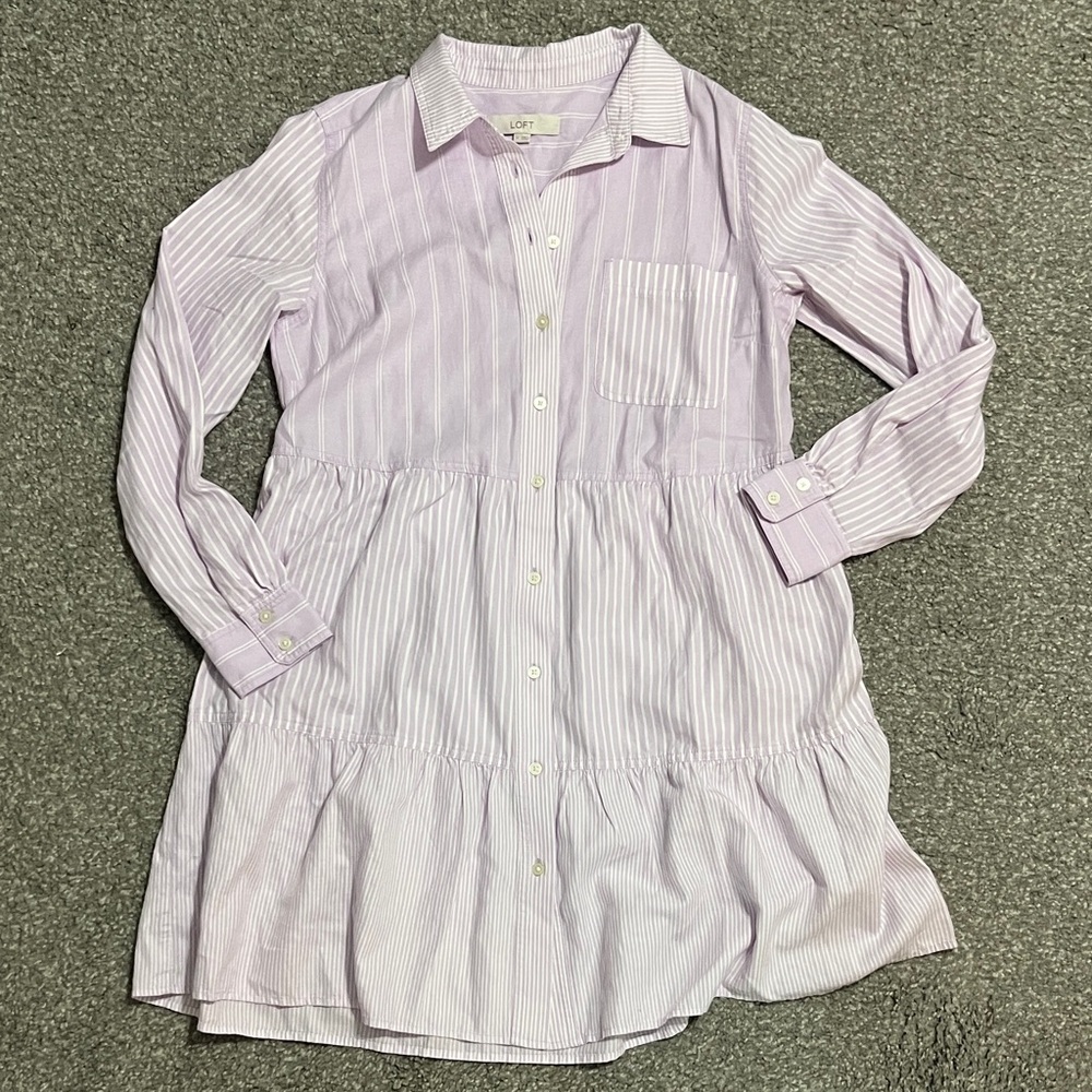 LOFT Lavender Striped Dress